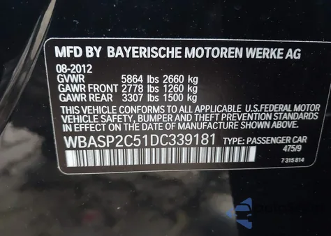 2013 BMW 535I Gran Turismo xDrive z USA, uszkodzony, nr VIN WBASP2C51DC339181